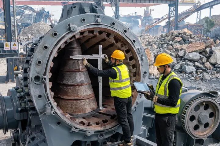 Crusher liner measurement during shutdown