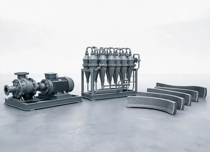Slurry pump and hydrocyclone product package